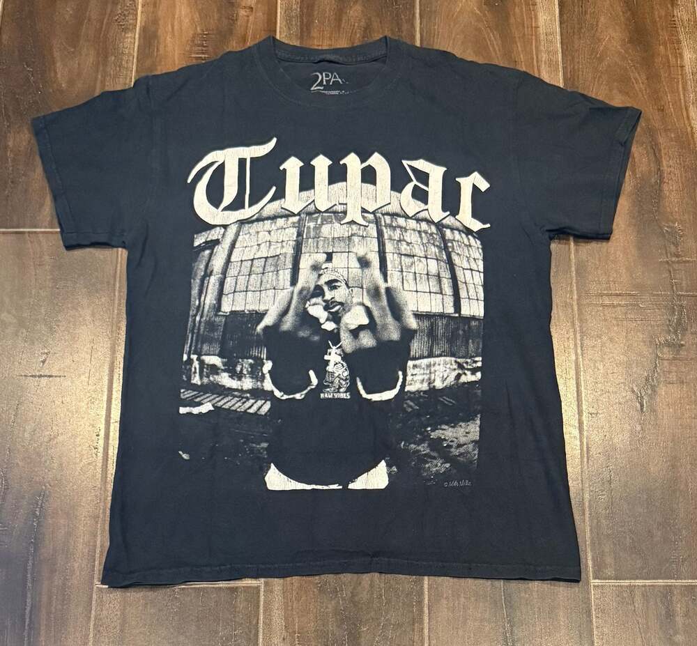 2Pac Tupac Shakur Middle Finger Graphic T-Shirt by Bravado